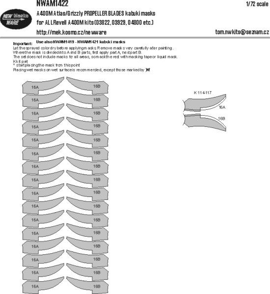 1:72 A400M Atlas/Grizzly PROPELLER BLADES kabuki masks