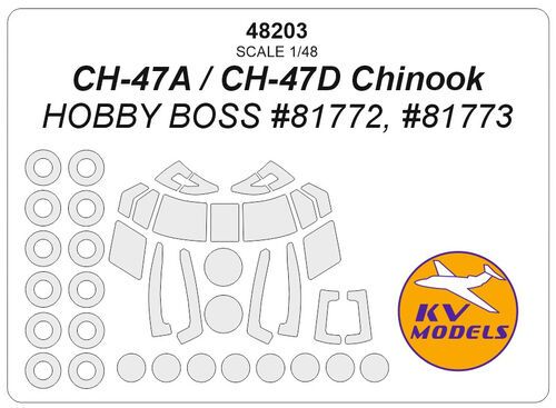 1:48 CH-47A / CH-47D Chinook (Hobby Boss #81772, #81773) And Wheels Masks