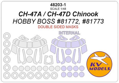 1:48 CH-47A / CH-47D Chinook (Hobby Boss #81772, #81773) - Double Sided And Wheels Masks