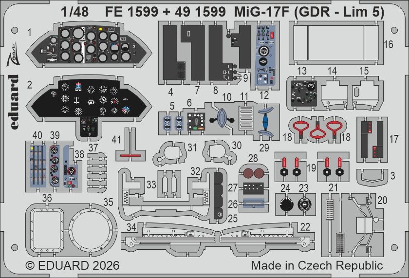 1:48 MiG-17 F (GDR - Lim 5) - PE Parts (for Kinetic Kits)