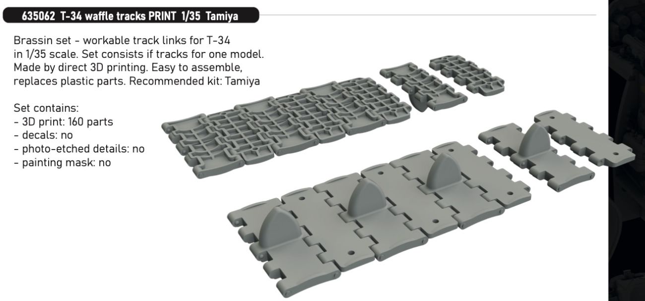 1:35 T-34 - Waffle Tracks Set (for Tamiya Kits / 3D-Printed)