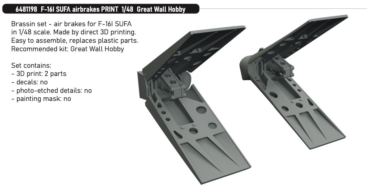 1:48 F-16I Sufa - Airbrakes (for GWH Kits / 3D-Printed)