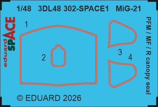 1:48 MiG-21 PFM / MF / R - Canopy Seal Space Set for Eduard