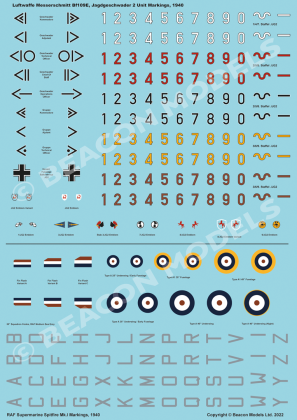 1:144 Battle of Britain Decals (Bf 109E/Spitfire Mk.I.)