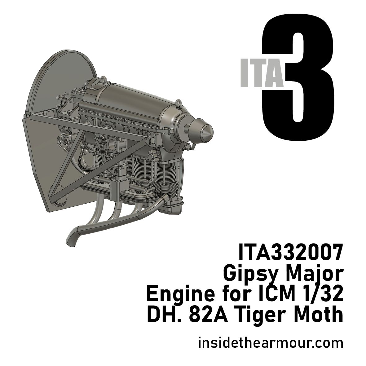 1:32 Gipsy Major Engine for ICM DH.82A Tiger Moth