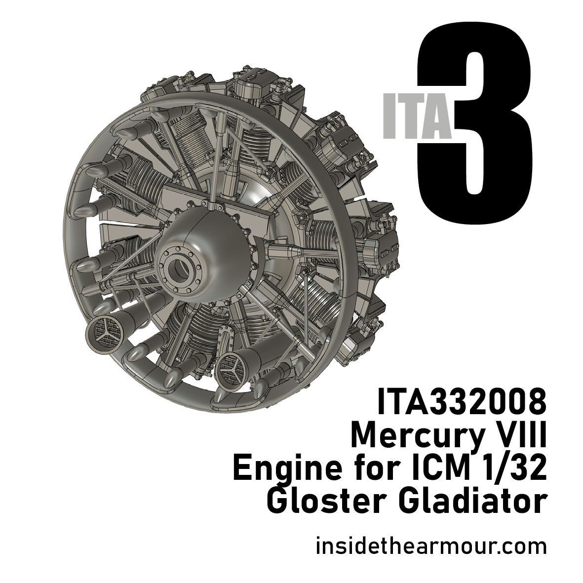 1:32 Bristol Mercury VIII Engine for ICM Gloster Gladiator