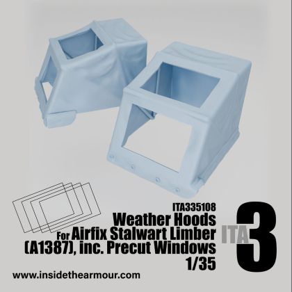 1:35 Alvis FV622 Stalwart - Pair of Weather Hoods with Precut Windows (for Airfix1387 Kit)