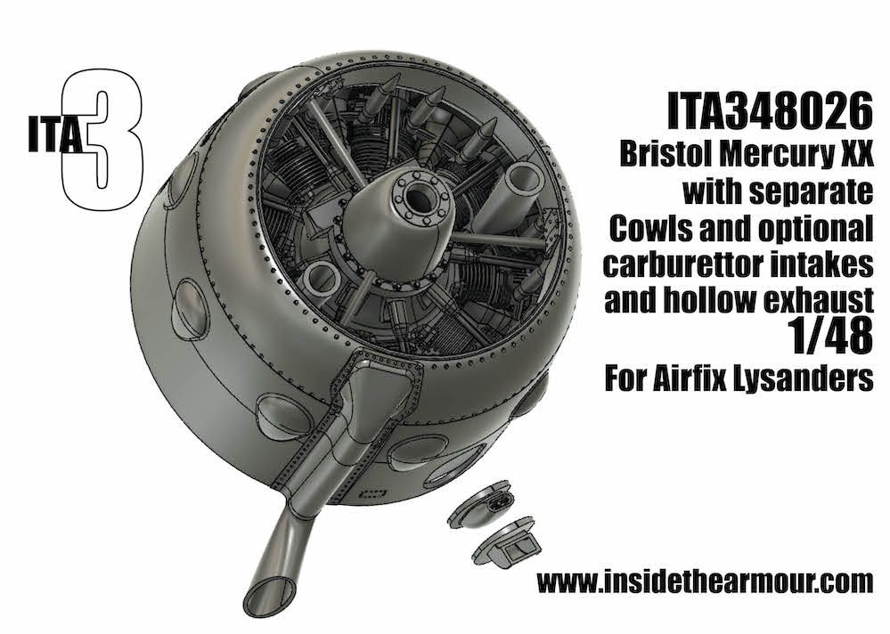 1:48 Bristol Mercury XX Engine for Airfix Westland Lysander Mk.I/Mk.III (3D-Printed)