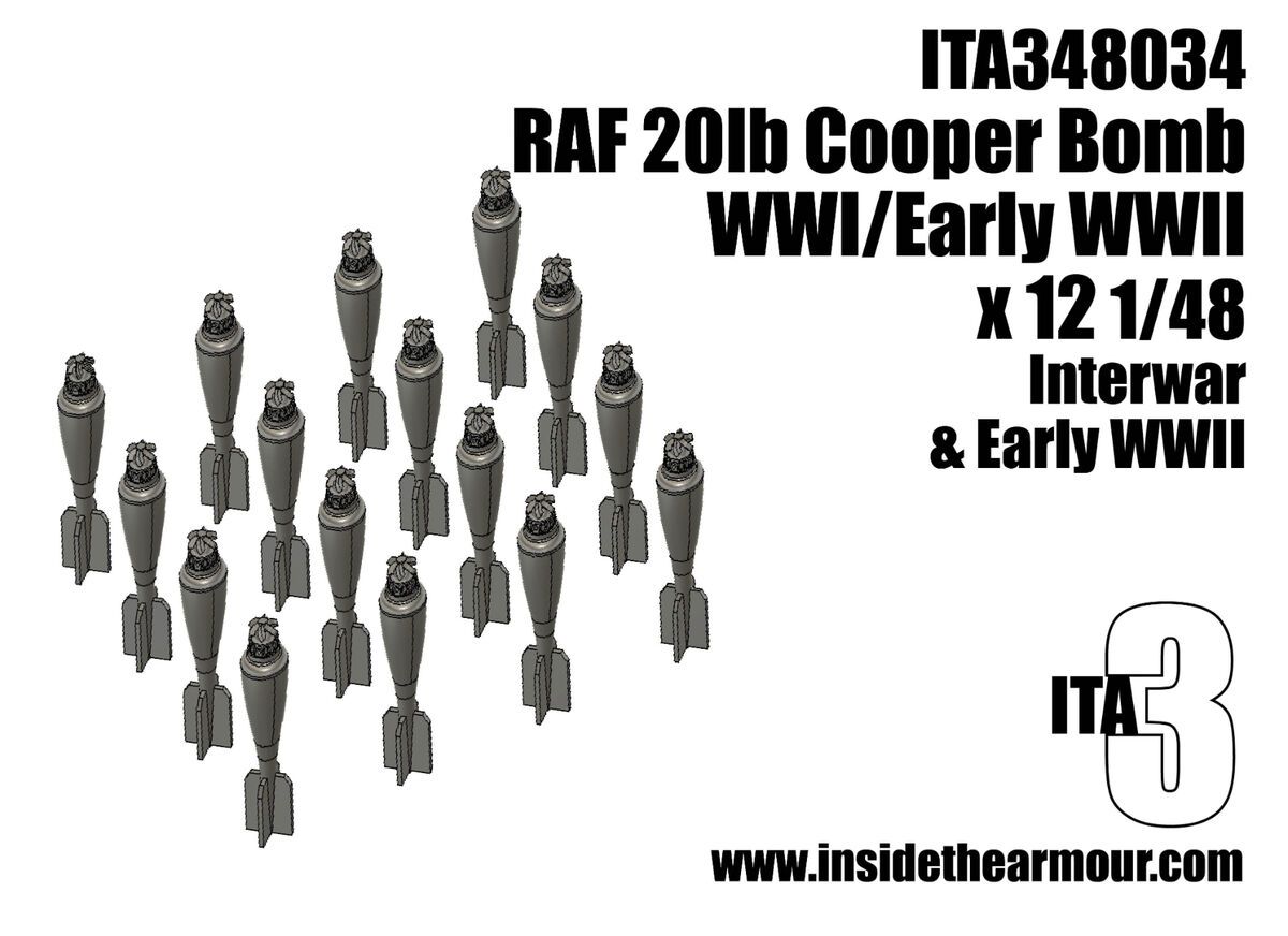 1:48 RAF 20lb Bomb WWI / Interwar and Early WWII (12 pcs)