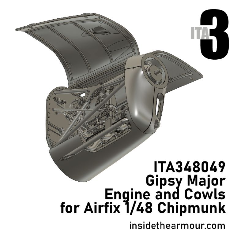 1:48 de Havilland Chipmunk T.10/T.20 - Gipsy Major Engine and Cowls (for Airfix Kits)