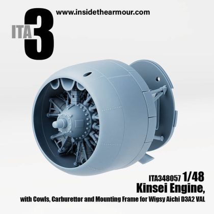 1:48 Aichi D3A2 Val - Kinsei Engine includes Cowls, Carburettor, Exhaust and Engine Mount (for Wingsy Kits / 3D-Printed)