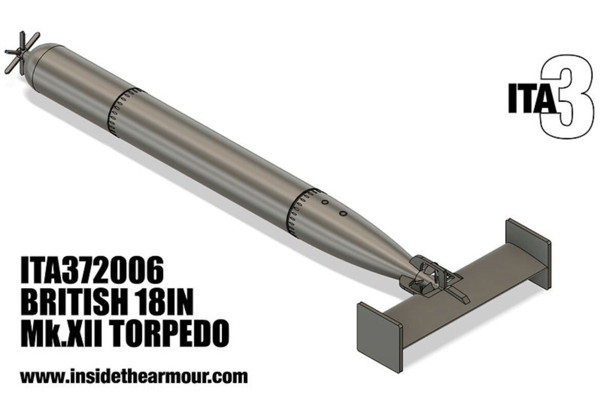 1:72 British Mk.XII 18in Torpedo 3D-Printed (1 piece)
