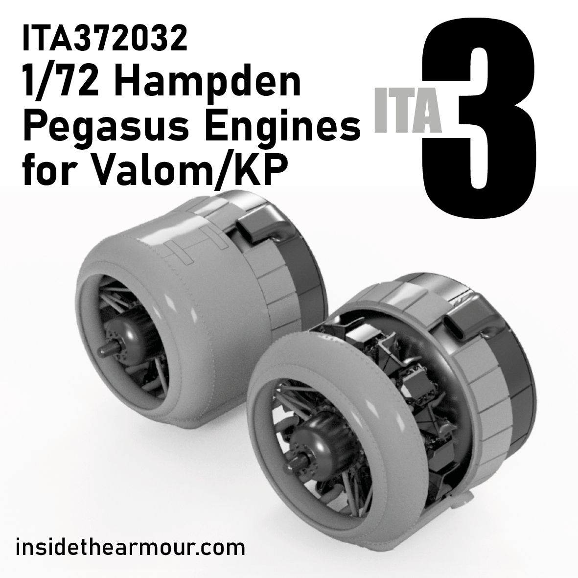 1:72 Handley Page Hampden - Bristol Pegasus 2 x Engines with Cowls (for Kovozavody Prostejov and Valom Kits)