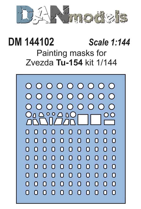 1:144 Painting masks for model Zvezda Tu-154 kit