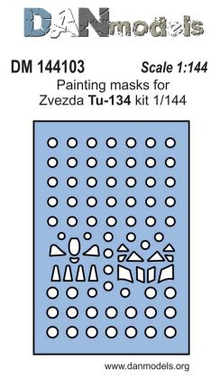 1:144 Painting masks for model Zvezda Tu-134 kit