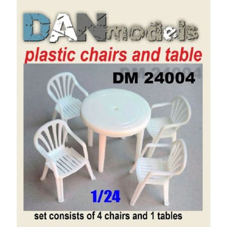 1:24 Table, chairs. Set 4 chairs, 1 resin table. 3D printing