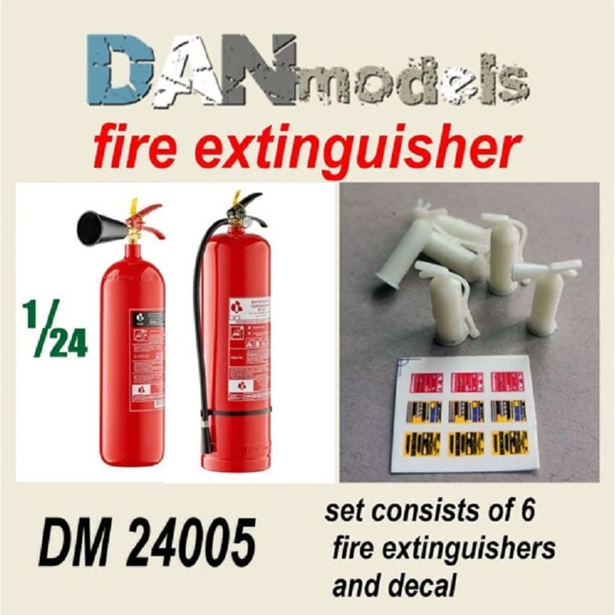 1:24 set of fire extinguishers in stock. 6 pcs. resin + decal