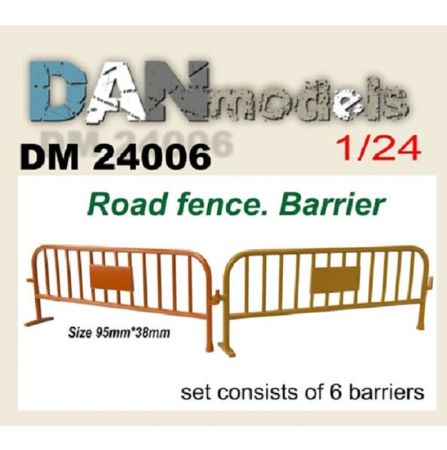 1:24 Road fence, barrier. Set of 6 pcs. Resin. 3D printing