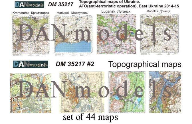 1:35 MATERIAL FOR DIORAMAS. TOPOGRAPHIC MAPS AND TOPOGRAPHIC MAPS UKRAINE ATO