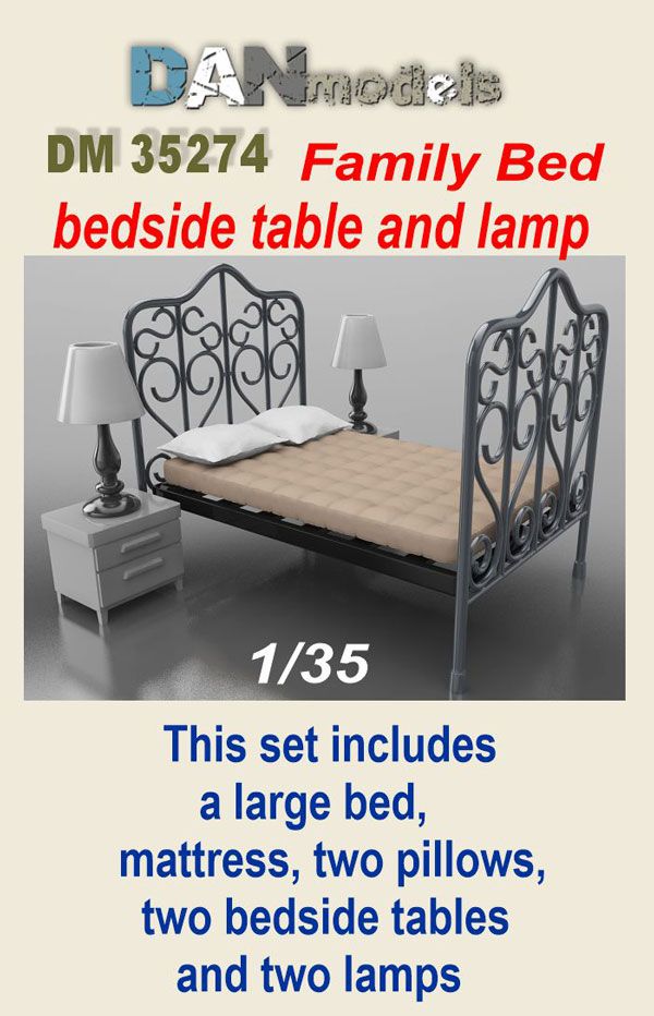 1:35 Family bed bedside table and lamp
