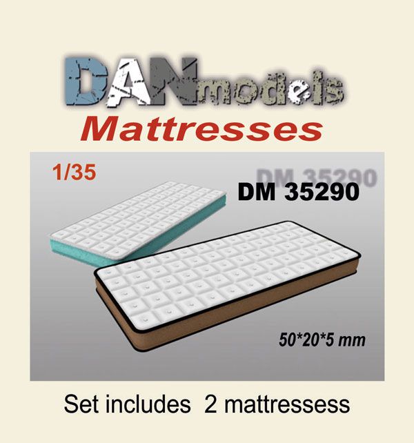 1:35 Mattresses. Set number 1. a set of mattresses — 2 pcs. size 50 * 20 * 5 mm. Material — resin