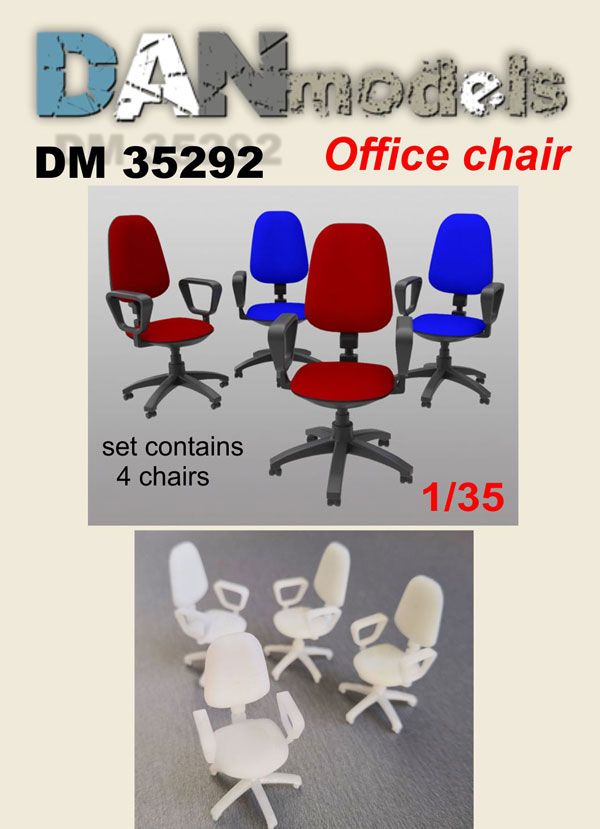 1:35 Material for dioramas. Office chair. Set of 4 Resin. 3D printing