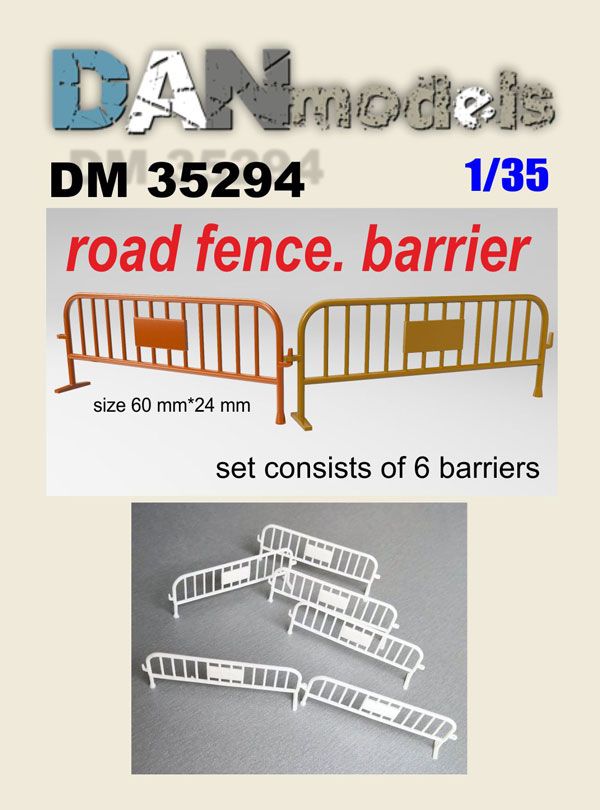 1:35 Road fence, barrier. Set number 1. Set of 6 pcs. Resin. 3D printing