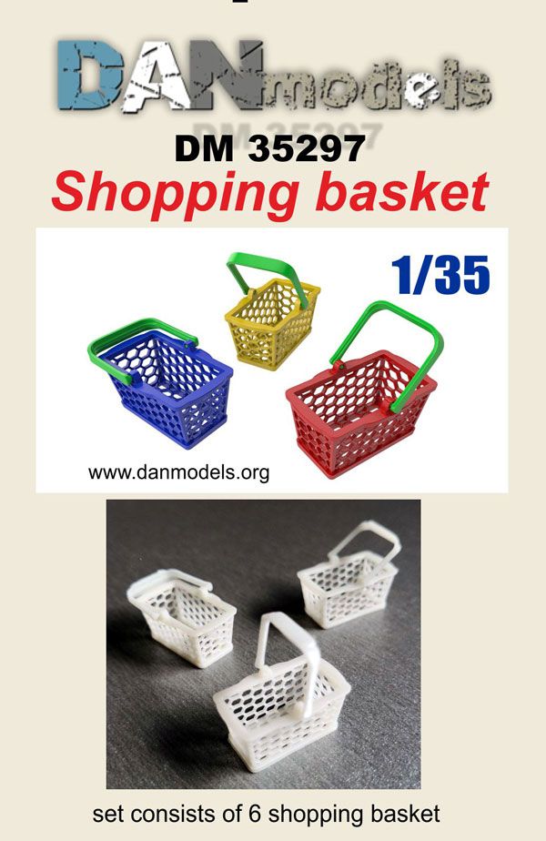 1:35 Shopping basket for shops. Set of 6 pcs. resin 3D printing.