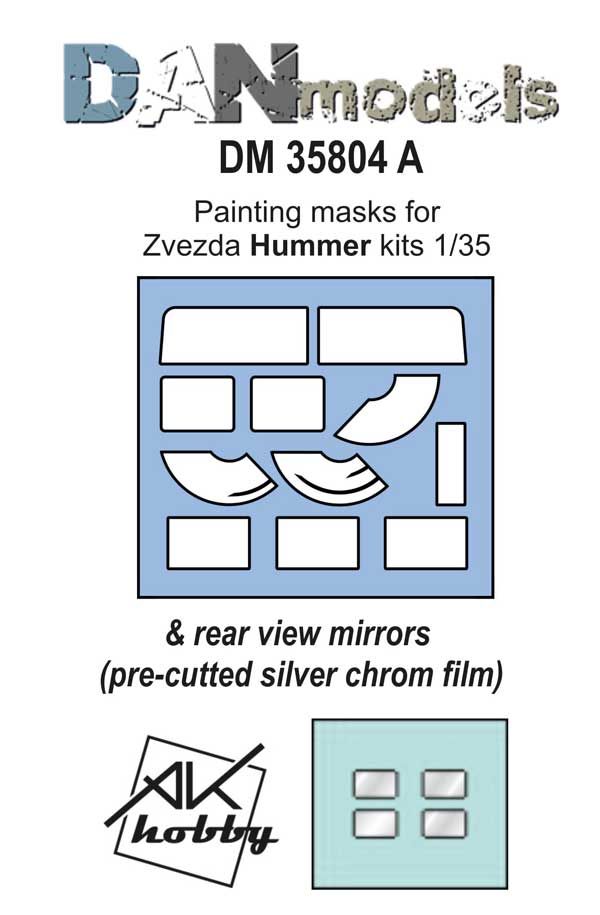 1:35 Painting masks for model Hummer kit Zvezda & reeal view mirrors