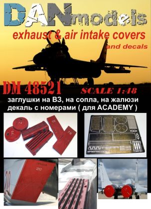 1:48 Mig-29 exhaust & air intake covers and decals (for ACADEMY)