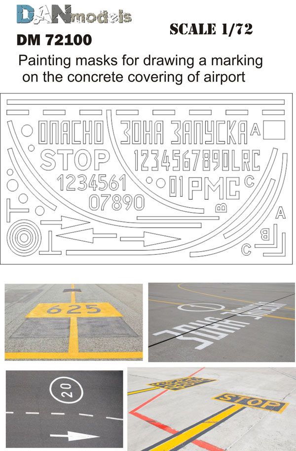 1:72 Painting masks for drawing a marking on the concrete covering of airport