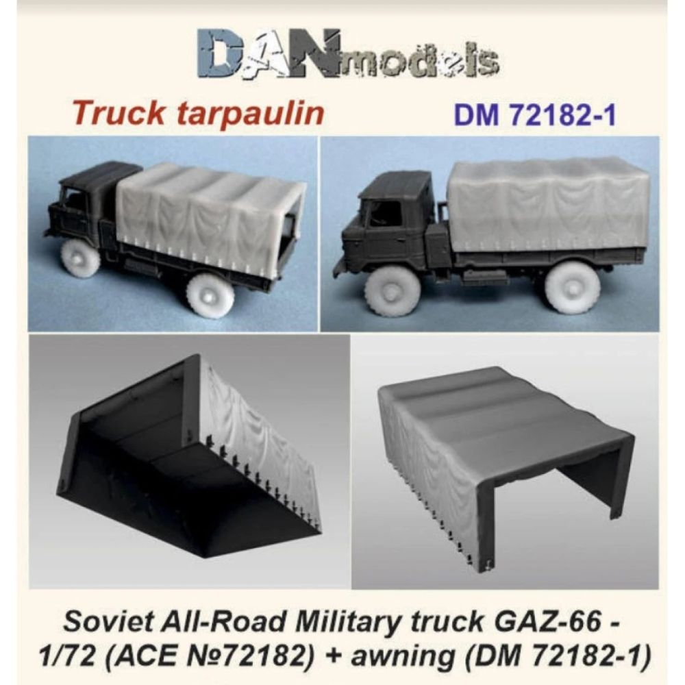 1:72 Truck Tarpaulin. Soviet All.road Military Truck Gaz.66 Ace 72182 Awning