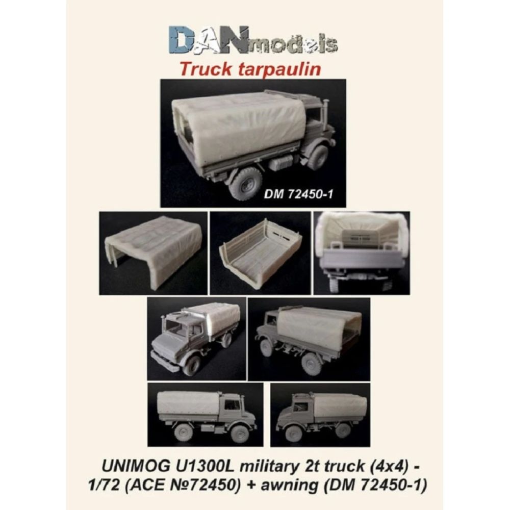 1:72 UNIMOG U1300L miltary 2t truck (ACE 72450), tarpaulin