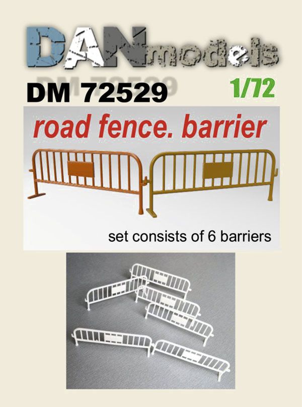 1:72 Road fence, barrier. Set of 6 pcs. Resin. 3D printing
