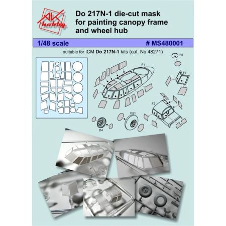 1:48 Do217N-1 Cockpit frame and wheel hub masking set (ICM)