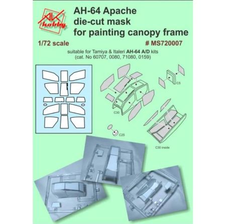 1:72 AH64A/D Apache Canopy masking set (Italeri)