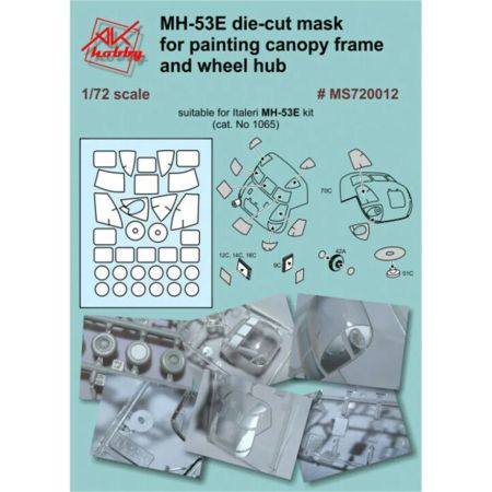 1:72 MH53E Super Stallion Canopy, cabin window and wheel hub masking set (Italeri)