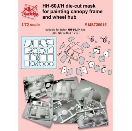 1:72 HH60J/H Blackhawk Canopy, cabin window and wheel hub masking set (Italeri)