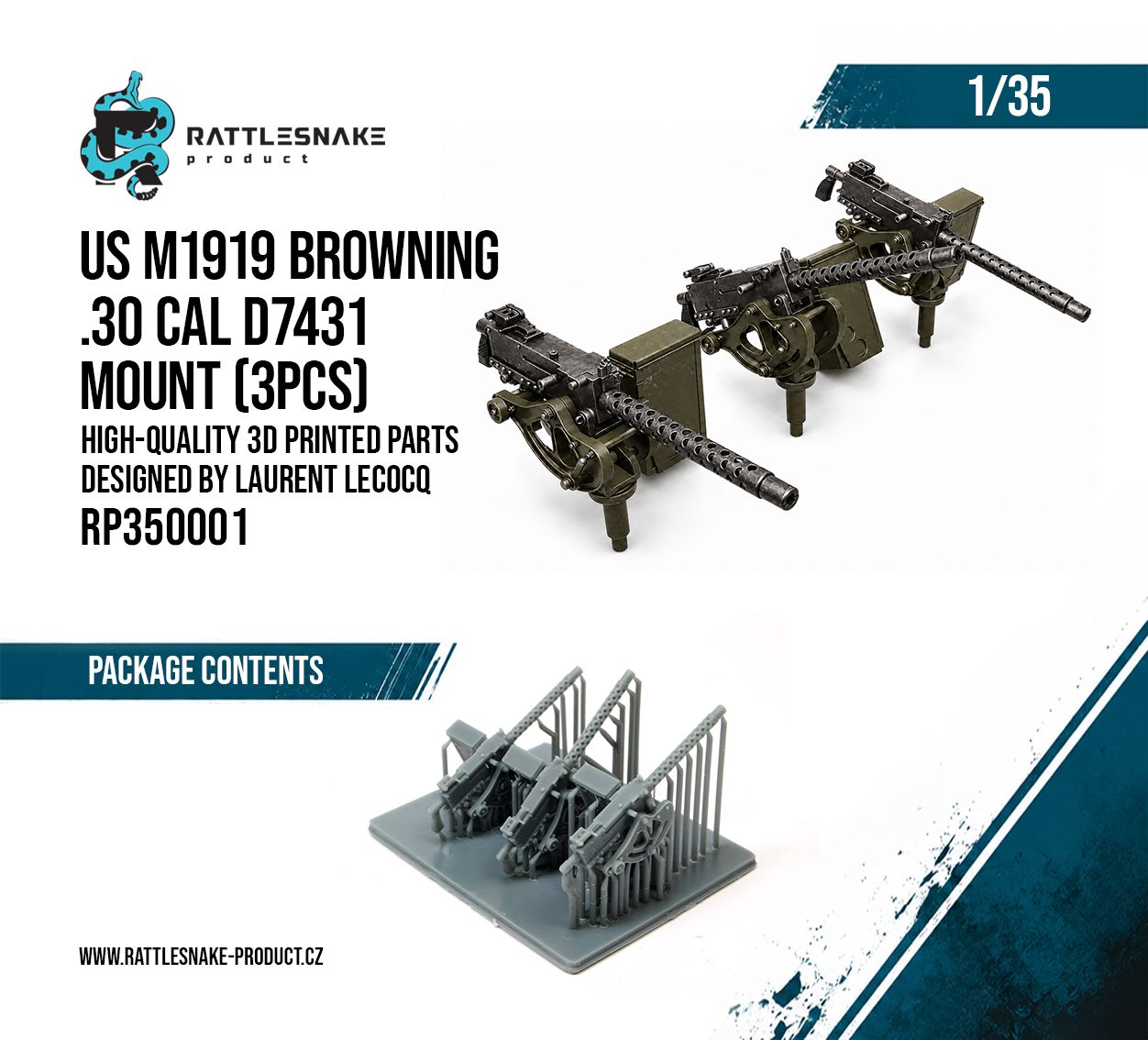 1:35 US M1919 browning .30 Cal D7431 mount 3pcs