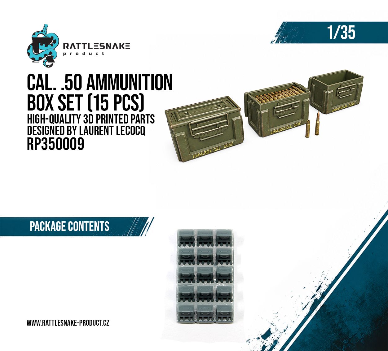 1:35 Cal. .50 Ammunition Box Set 15pcs