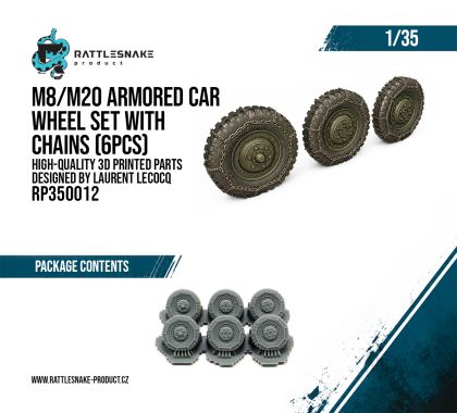 1:35 M8/M20 Armored Car Wheel Set with Chains 6pcs