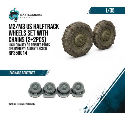 1:35 M2/M3 US Halftrack wheels set with Chains 2+2 pcs