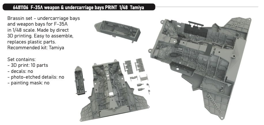 1:48 F-35 A - Weapon & Undercarriage Bays (for Tamia Kits / 3D-Printed)