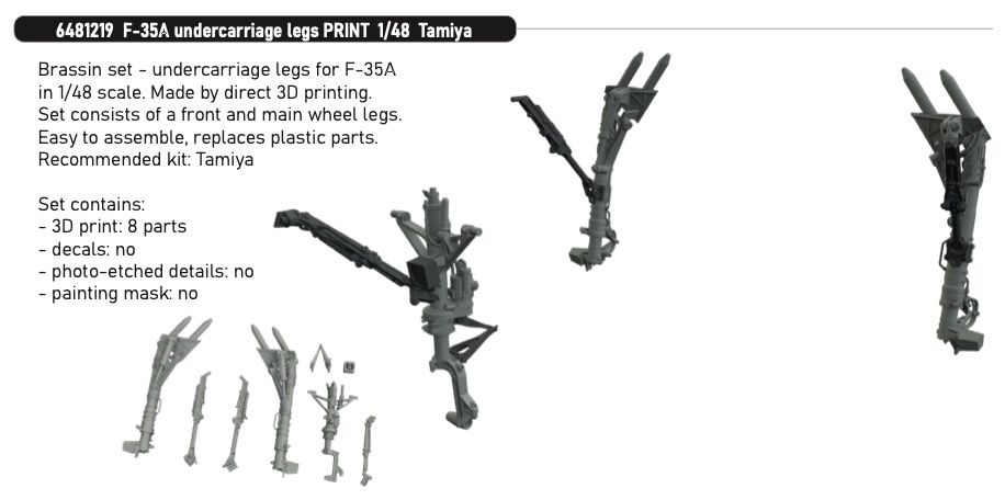 1:48 F-35 A - Undercarriage Legs (for Tamia Kits / 3D-Printed)