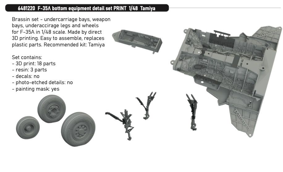 1:48 F-35 A - Bottom Equipment Detail Set (for Tamia Kits / 3D-Printed)