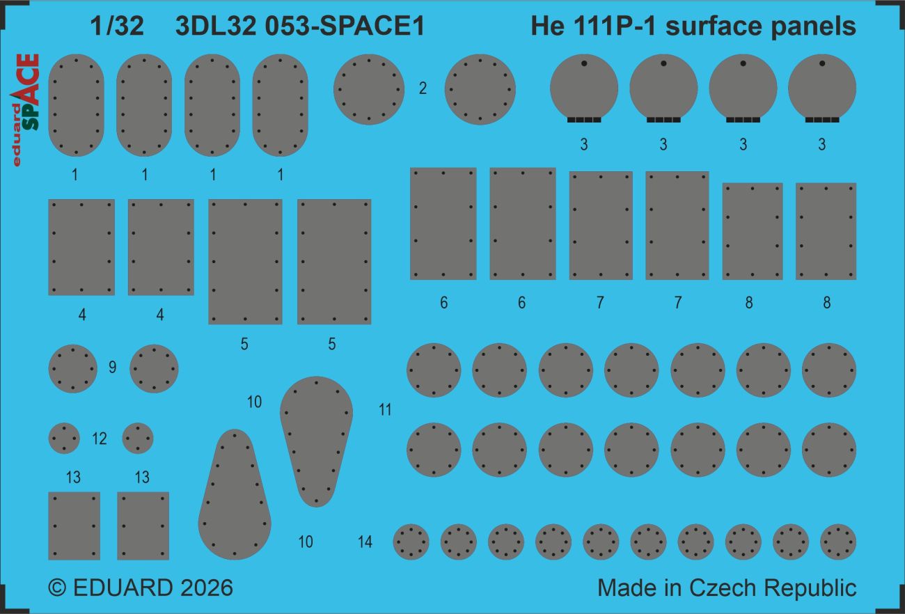 1:32 He-111 P-1 - Surface Panel Space Set (for Revell Kits)