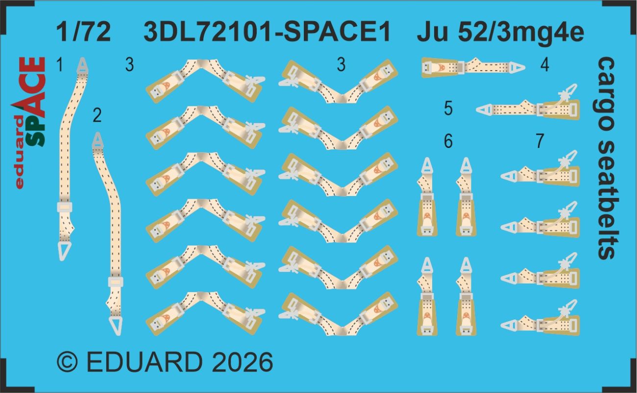 1:72 Ju 52/3mg4e - Cargo Seatbelts Space Set (for Airfix Kits)