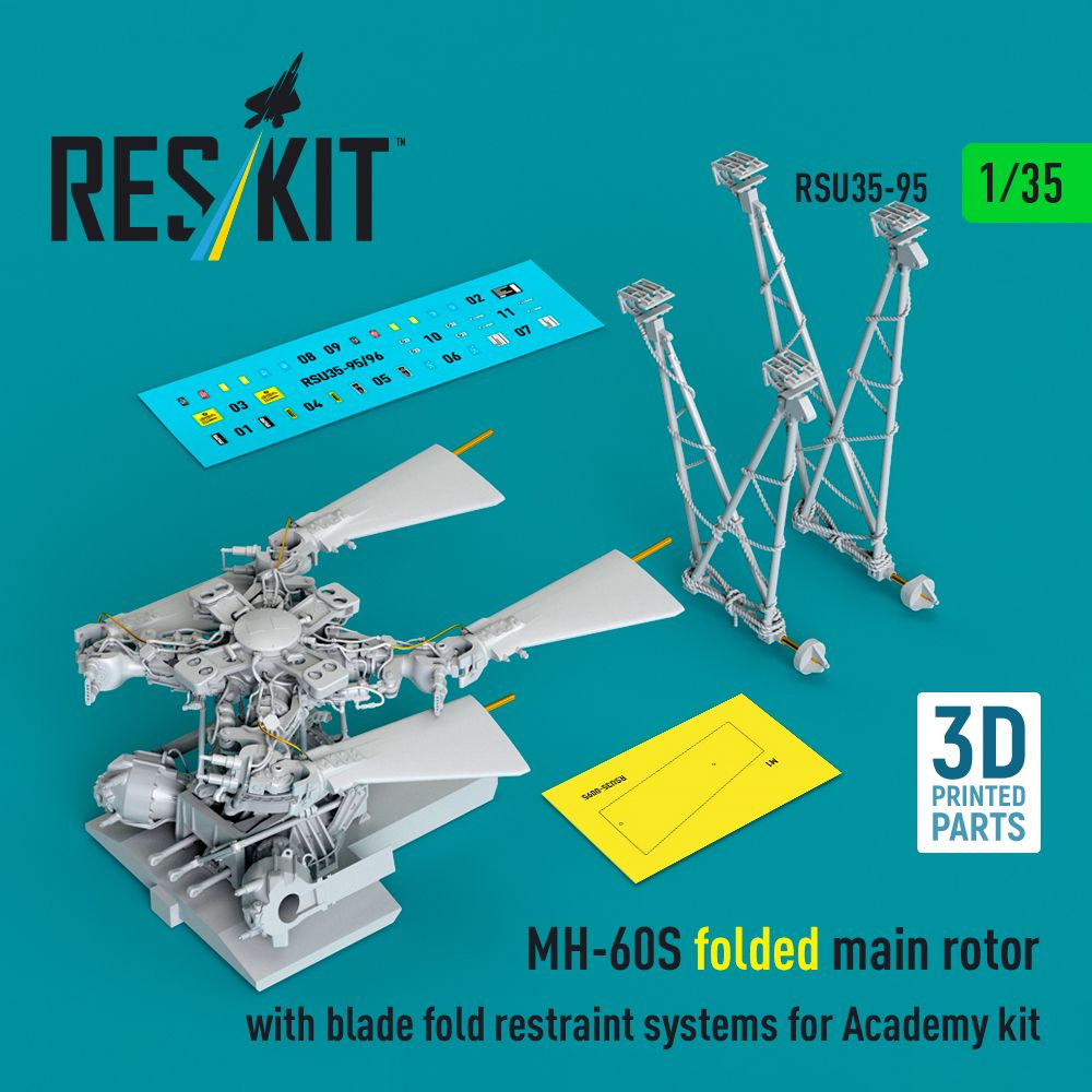 1:35 MH-60S - folded main rotor with blade fold restraint systems (Academy) (3D Printed)