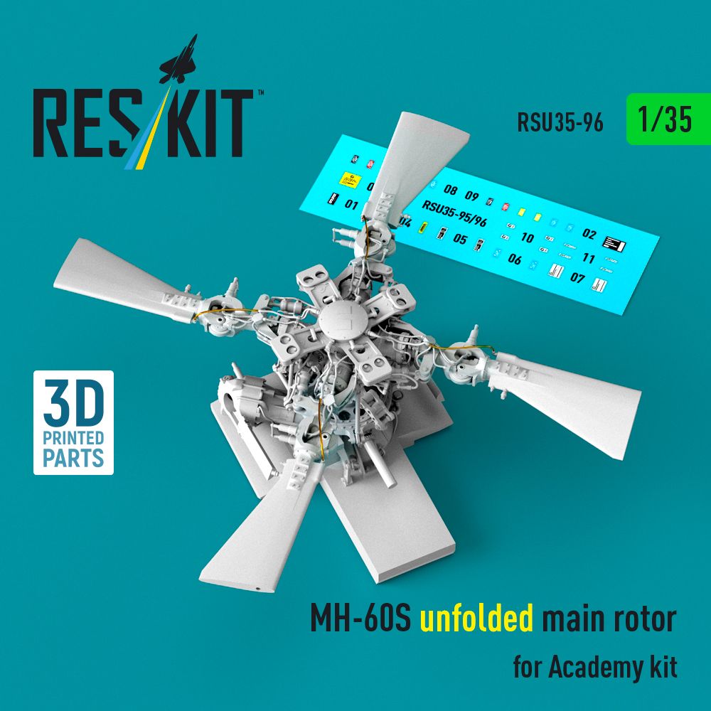1:35 MH-60S - unfolded main rotor (Academy) (3D Printed)
