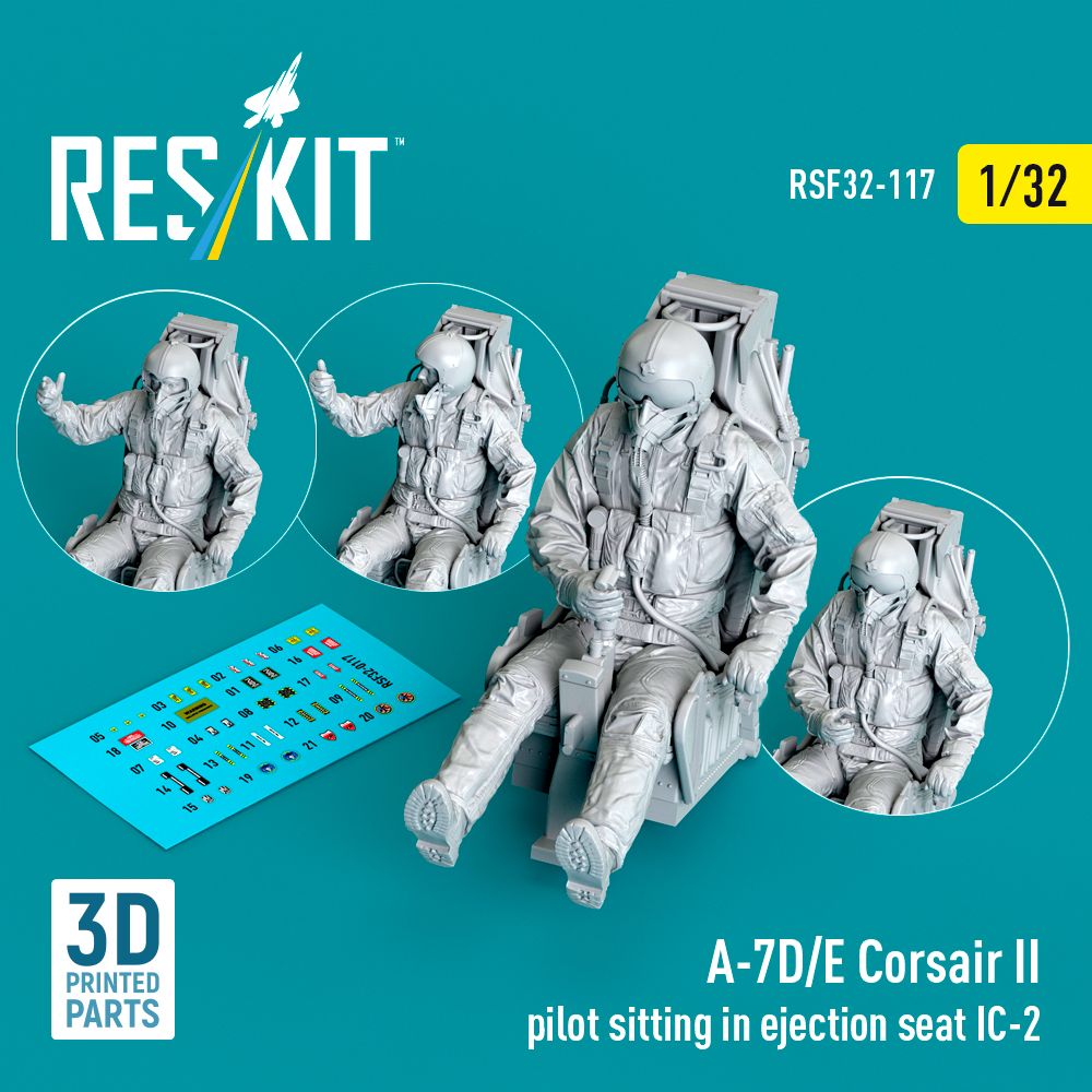 1:32 A-7D/E Corsair II pilot sitting in ejection seat IC-2 (3D Printed)